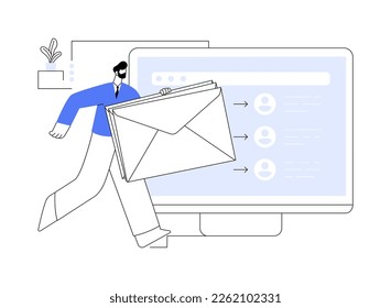 Ilustración vectorial de concepto abstracto de publicidad por inserción. Publicidad de notificaciones automáticas, promoción de Internet, red de anuncios, estrategia tradicional, marketing de interrupciones, metáfora abstracta de aplicaciones móviles.