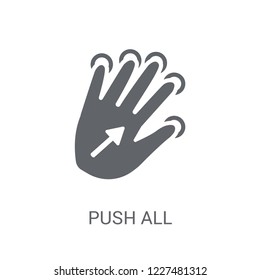 Push all fingers to expand icon. Trendy Push all fingers to expand logo concept on white background from Hands collection. Suitable for use on web apps, mobile apps and print media.