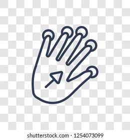 Push all fingers to expand icon. Trendy linear Push all fingers to expand logo concept on transparent background from Hands collection