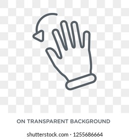 Push all fingers to twist left icon. Trendy flat vector Push all fingers to twist left icon on transparent background from Hands and guestures collection. High quality filled Push all fingers to twist