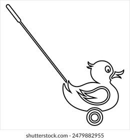 Icono De Pato, Pato, Juguete De La Forma Del Pato Con La Ilustración Del Arte vectorial Del Palo