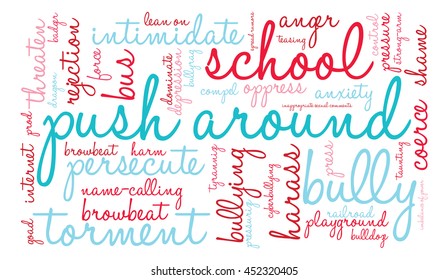 Push Around word cloud on a white background. 