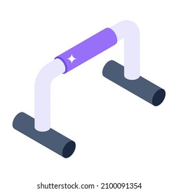 Push up bar icon of isometric style, gym exercise tool 

