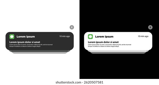 Ícones de notificações da barra de push. Ícones de bolha da barra de mensagens