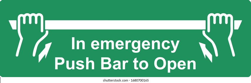 Push bar to open if Emergency green bar sign label sticker 