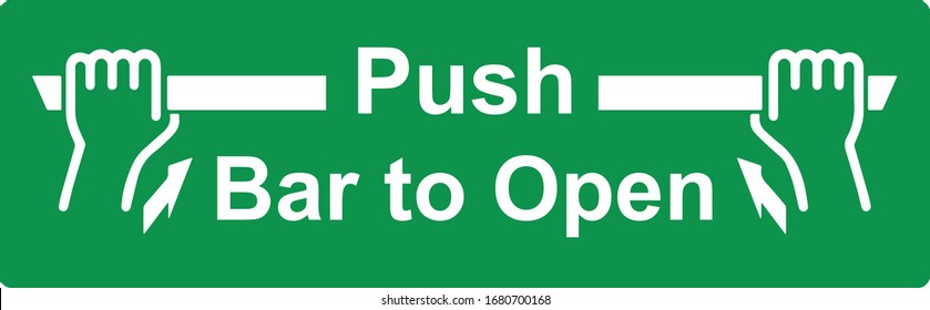 Push bar to open if Emergency green bar sign label sticker 