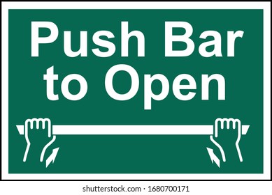 Push bar to open if Emergency green bar sign label sticker 