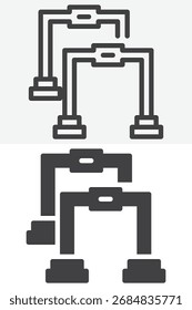 Empuje hacia arriba el equipo de barras en el contorno de línea y el conjunto de iconos de estilo sólido diferente. Icono de Vector con trazo editable, señal de fuerza y símbolo para el entrenamiento en casa y la interfaz de usuario del gimnasio.