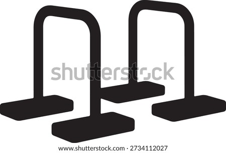 Push up bars silhouette icon set for fitness and calisthenics training