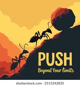 Push Beyond Your Limits inspirational quotes poster vector design template. Represents growth, success, skill development, and motivation. Ideal for motivational and learning themes.