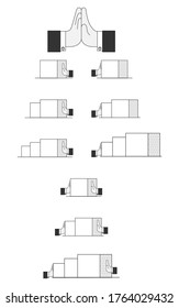 push box. it's illustration physics. the picture show the hand push box and the hand pushing hand, on the flat floor