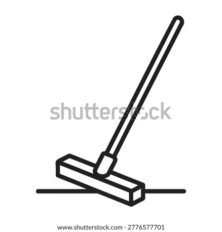 Push broom sweeping the floor line art vector illustration isolated