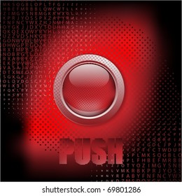 "Push the button", abstract red vector background