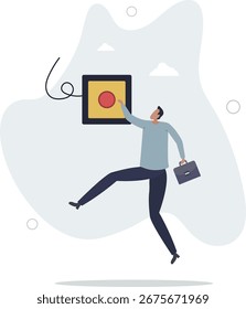 Push button call for emergency help, control or launch rocket, start new business or launch start up company concept.life and employment of people.