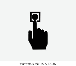 Push Button Call Hand Finger Press Click Point Ring Doorbell Black White Silhouette Sign Symbol Icon Clipart Artwork Pictogram Illustration Vector svg
