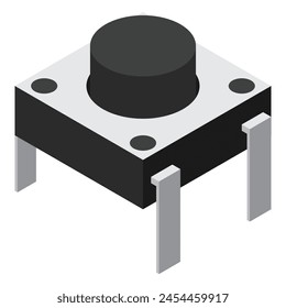 Push button electronic component. Push button icon. Isometric push button. Isometric electronic component. Vector illustration