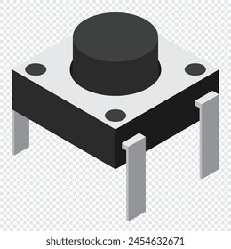 Push button electronic component. Push button icon. Isometric push button. Isometric electronic component. Vector illustration