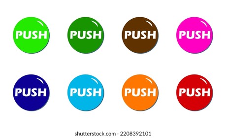 Push button icon with eight different colors. vector illustration. creative sign icon design for web, social media, file, and others.