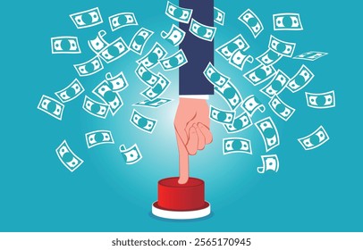 With the push of a button, money falls from the sky