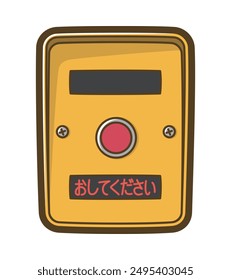 Push button signal. Pedestrian traffic light. Vector illustration. Translation : Please push.