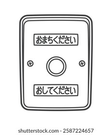 Push button signal. Pedestrian traffic light. Public property. Vector illustration. Translation : Please wait. Please push.