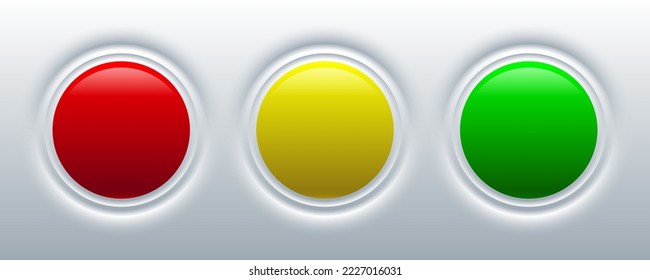 push button start and stop, red and yellow and green, vector illustration