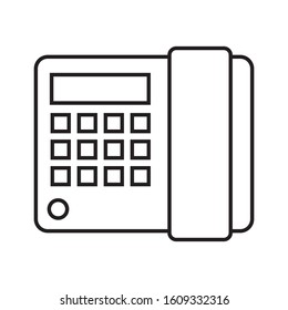 push button telephone, 80s style, simple linear style, vector illustration 