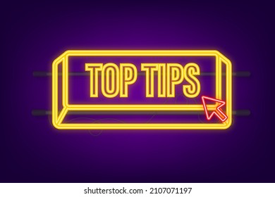 Push button with text Top tips. Vector illustration.