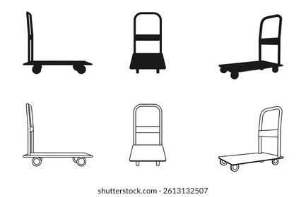 push cart dolly icon set vector illustration isolated on white background.