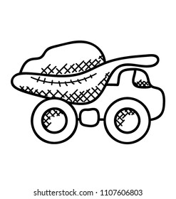 
A push cart filled with coal, wheelbarrow doodle icon

