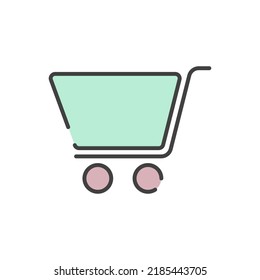 push cart, shopping cart icon vector illustration logo template for many purpose. Isolated on white background. full color cartoon