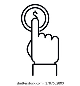 Icono de préstamo de moneda electrónica. Esbozar icono de vector de préstamo de moneda de inserción en línea para diseño web aislado en fondo blanco