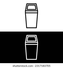 Icono de la línea del cubo de basura aislado en fondo blanco y negro