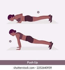 PUSH UP exercise, Woman workout fitness, aerobic and exercises.