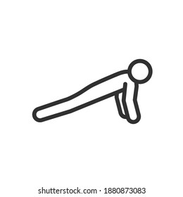 push up exercises, fitness, workout, linear icon. Editable stroke