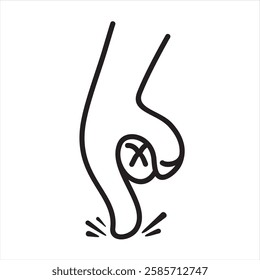 Push Finger Down Outline Vector 