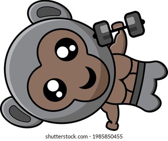 push up fitness gorilla cartoon character illustration