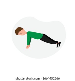 Push flat illustration. Bodybuilding, chest exercise, fitness training flat illustration of character. design element