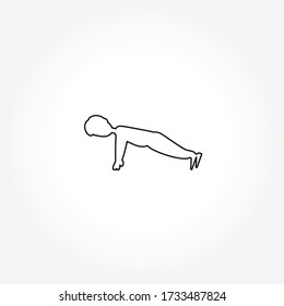 Push flach Illustration. Körperbau, Brustübung, Fitnesstrainensymbol. Symbol für isolierte Bruststrecke