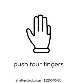 Push four fingers icon. Trendy modern flat linear vector Push four fingers icon on white background from thin line Hands and guestures collection, editable outline stroke vector illustration