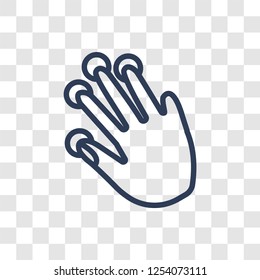 Push four fingers icon. Trendy linear Push four fingers logo concept on transparent background from Hands collection