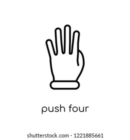 push four fingers and move gesture icon. Trendy modern flat linear vector push four fingers and move gesture icon on white background from thin line Hands and guestures collection, outline vector