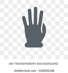 Push four fingers and move gesture icon. Trendy flat vector Push four fingers and move gesture icon on transparent background from Hands and guestures collection. High quality filled Push four fingers