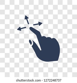 Push four fingers and move gesture icon. Trendy Push four fingers and move gesture logo concept on transparent background from Hands collection