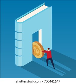 Push the gold into the book