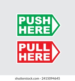 push here pull here sticker editable and printable with triangle style