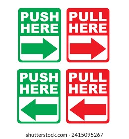 push here pull here sticker editable and printable with left right arrow style