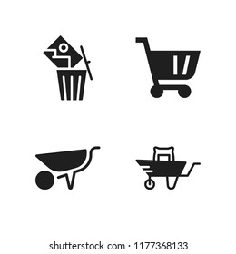 push icon. 4 push vector icons set. delete, shopping cart and wheelbarrow icons for web and design about push theme