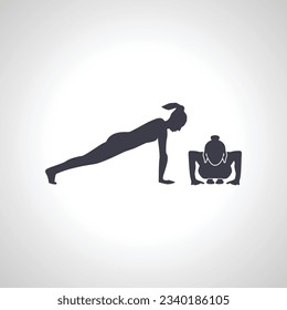 Push up Icon. Bodybuilding, chest exercise, fitness training