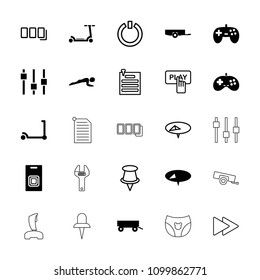 Push icon. collection of 25 push filled and outline icons such as barrow, kick scooter, pin, joystick, door bell. editable push icons for web and mobile.